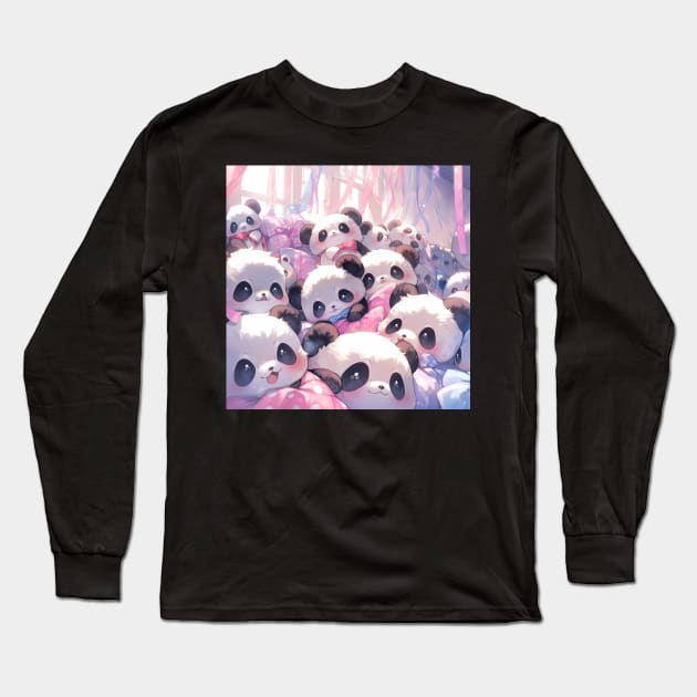 Pile o' Panda plushies! So Cute Long Sleeve T-Shirt by Purple Dewdrop Designs